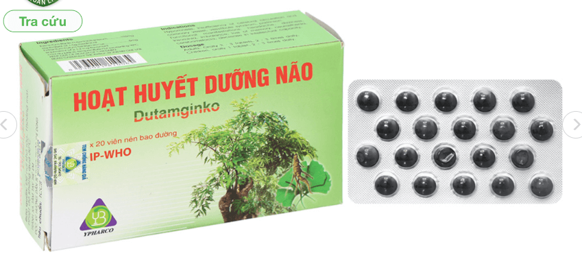 Viên bao đường hoạt huyết dưỡng não Dutamginko (5 vỉ x 20 viên)